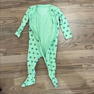 Primary St Patrick’s day clover baby Footie pjs